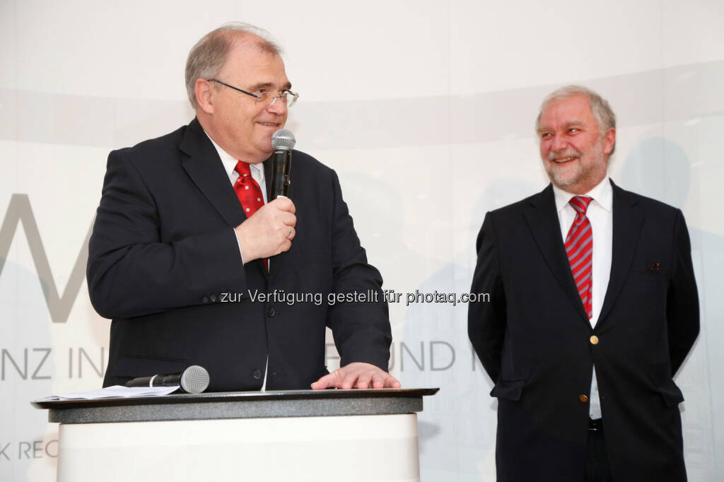 KWR Karasek Wietrzyk Rechtsanwälte GmbH: 10 Jahre KWR mit Wolfgang Brandstetter (Justizminister) und Georg Karasek (Partner, KWR) (c) Ludwig Schedl (18.05.2014) 