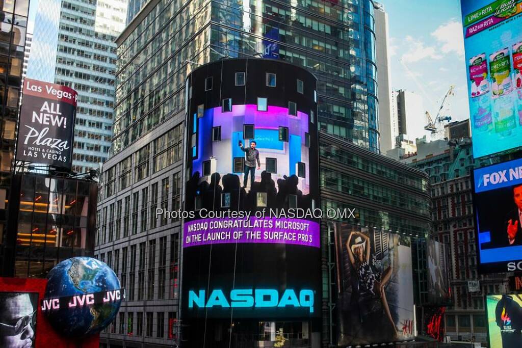 $MSFT: Nasdaq congratulates Microsoft on the launch of the new Surface Pro 3 Source: http://facebook.com/NASDAQ (21.05.2014) 