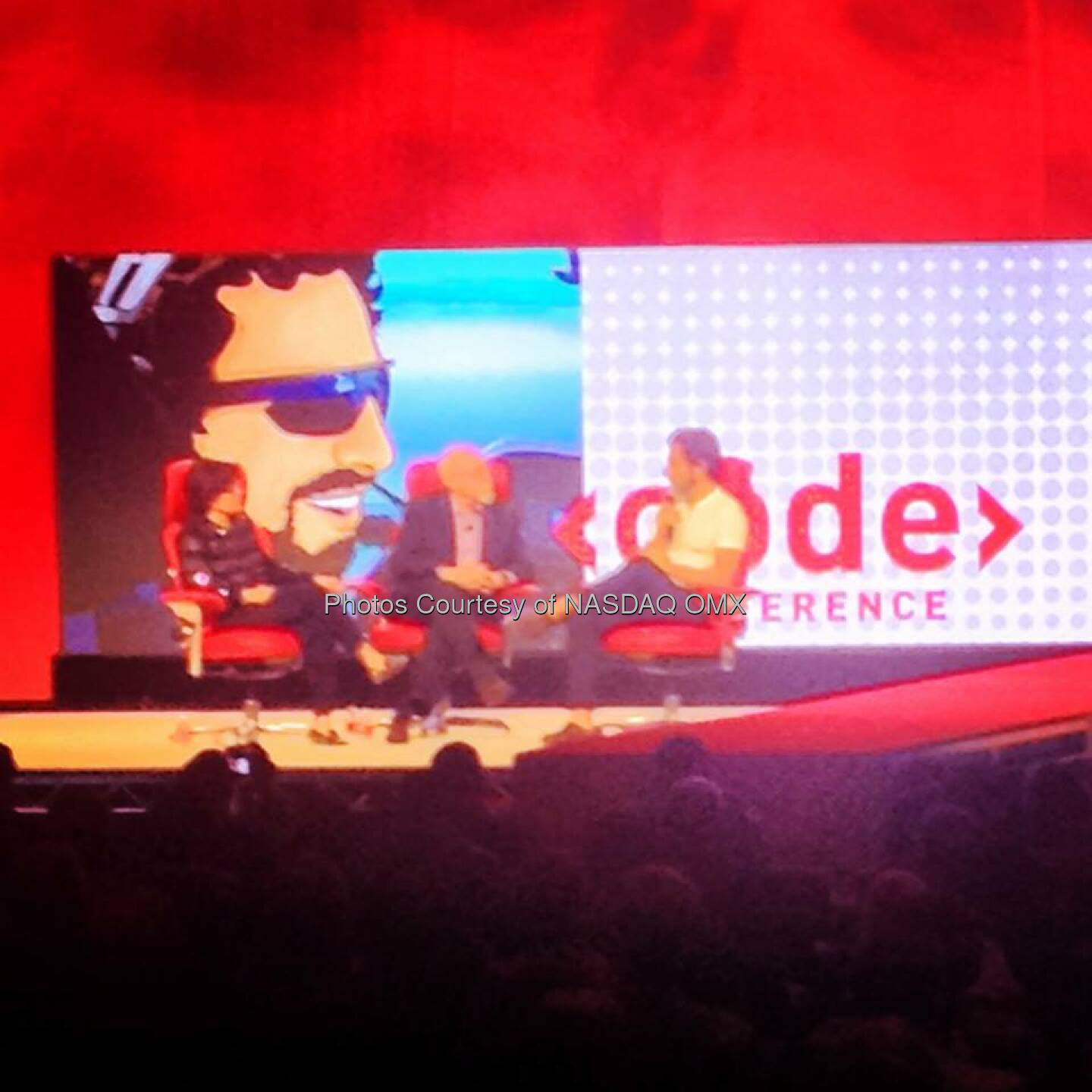 @Google co-founder Sergey Brin on stage to close out the opening night session at CodeCon. Source: http://facebook.com/NASDAQ