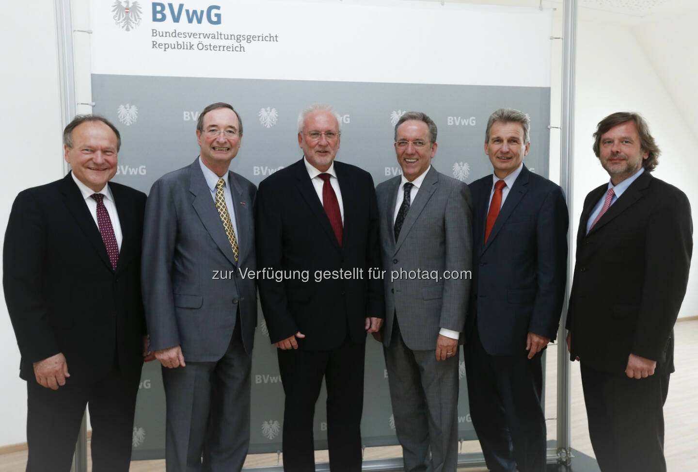 Sozialpartner-Präsidenten zu Gast am BVwG: Hermann Schultes, Landwirtschaftskammer Österreich, Christoph Leitl, Wirtschaftskammer Österreich, Harald Perl, Bundesverwaltungsgericht, Rudi Kaske, Bundesarbeitskammer, Erich Foglar, ÖGB, Michael Sachs, Bundesverwaltungsgericht (v.l.n.r.) Bundesverwaltungsgericht: Sozialpartner-Präsidenten am Bundesverwaltungsgericht zu Gast