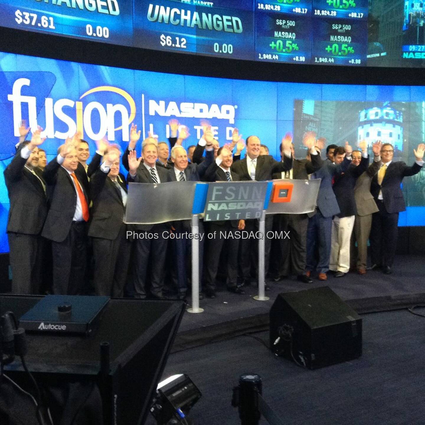 $FSNN Fusion Telecommunications Intl. rings the Nasdaq Opening Bell to begin the week! Source: http://facebook.com/NASDAQ