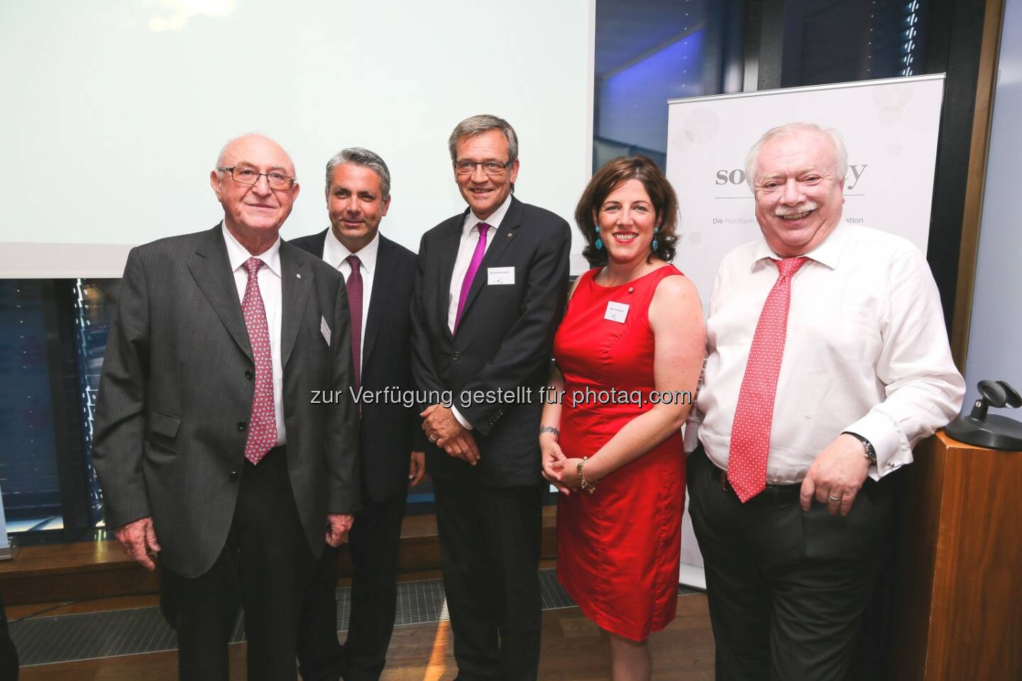 Vorstandsvorsitzender des Wiener Städtischen Versicherungsvereins, Günter Geyer, Erste Bank Vorstand Peter Bosek, Wiener Städtische Generaldirektor Robert Lasshofer, Wiener Landtagsabgeordnete Tanja Wehsely und Bürgermeister Michael Häupl beim Kick-Off der Social City Wien am 10.Juni - Start der neuen Plattform für kluge Köpfe (Bild: Richard Tanzer)