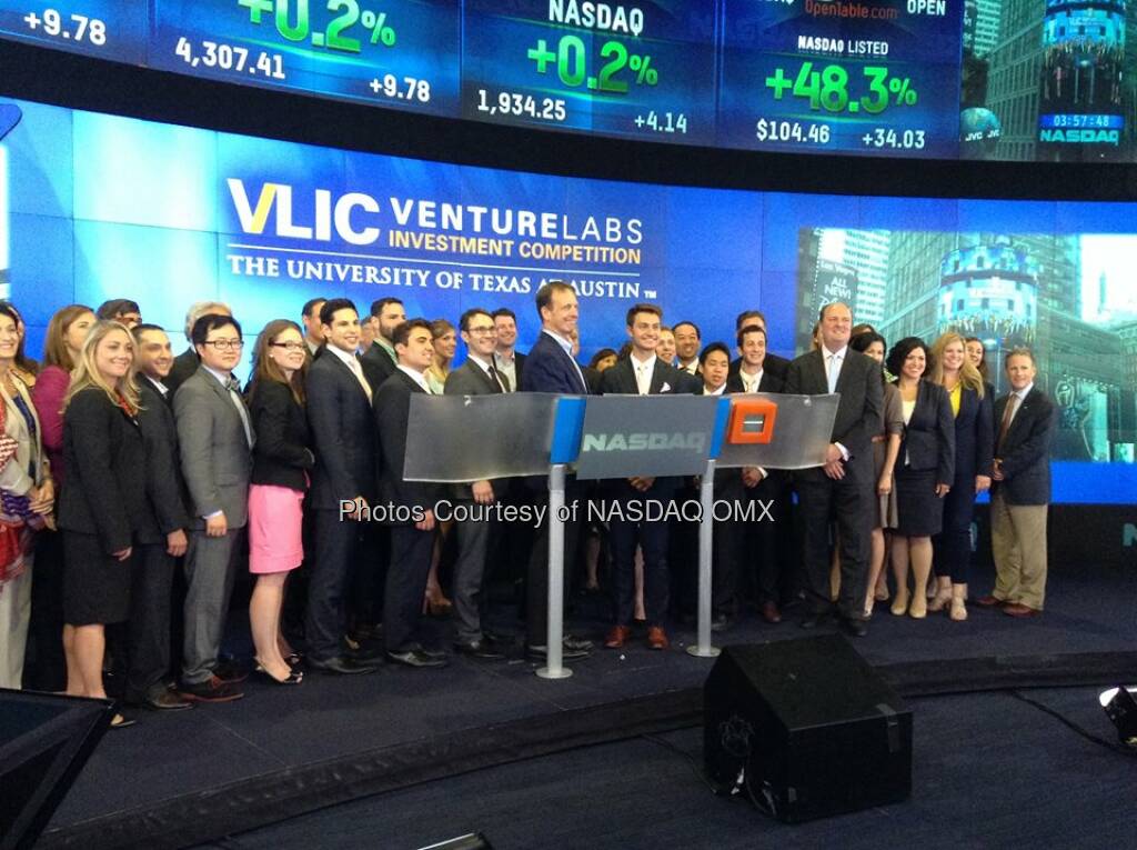 University of Texas at Austin Venture Labs Investment Competition rings the Nasdaq Closing Bell!  Source: http://facebook.com/NASDAQ (14.06.2014) 