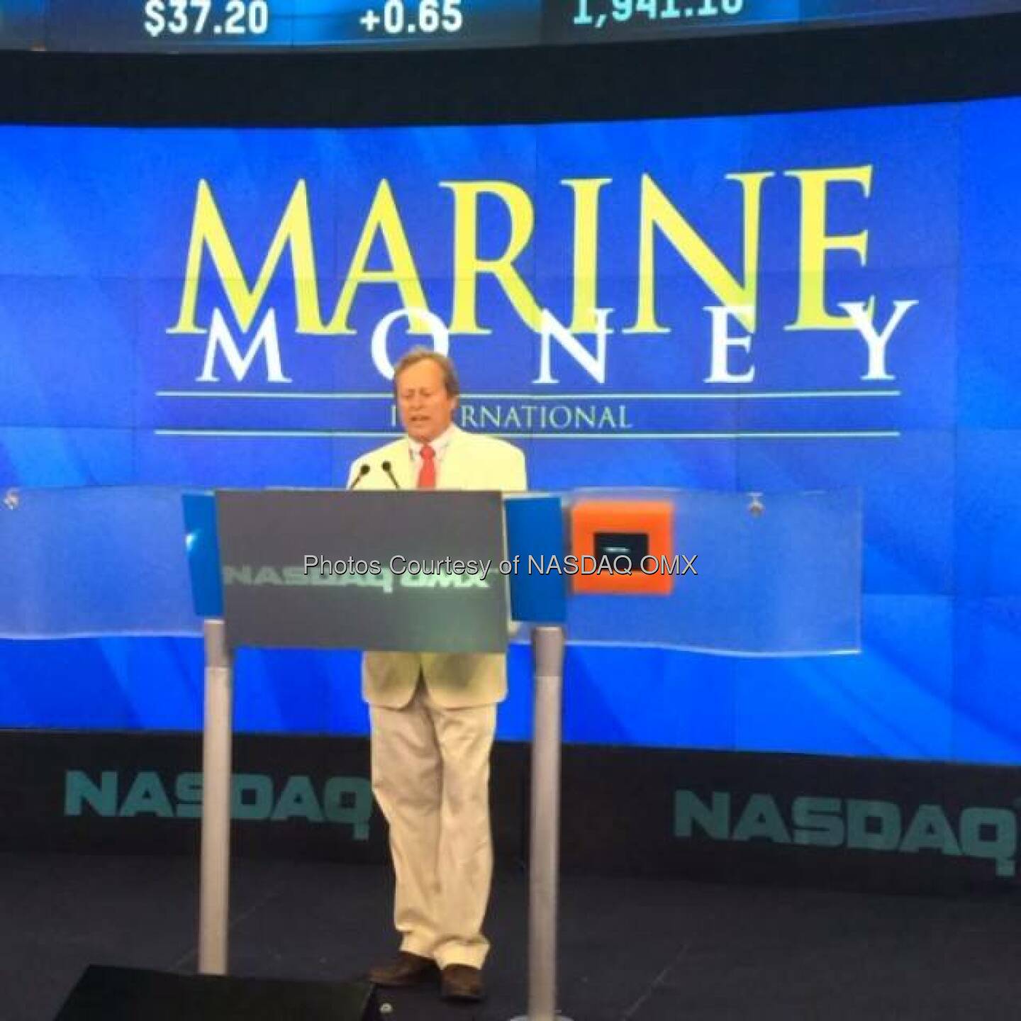 Jim Lawrence, Chairman of marinemoney before the Nasdaq Closing Bell.  Source: http://facebook.com/NASDAQ
