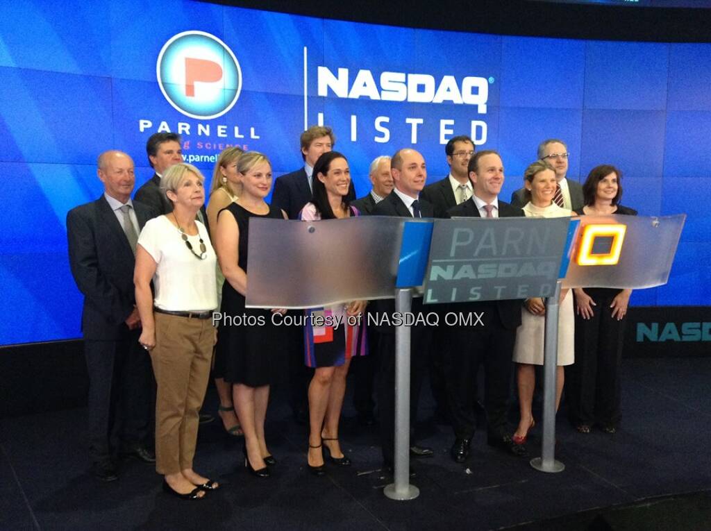 Parnell Pharmaceuticals executives pose for photos shortly before ringing the #NASDAQ Opening Bell! #IPO $PARN  Source: http://facebook.com/NASDAQ (18.06.2014) 