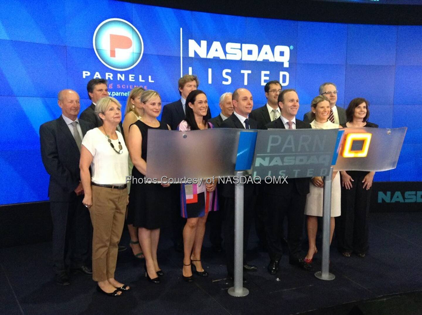 Parnell Pharmaceuticals executives pose for photos shortly before ringing the #NASDAQ Opening Bell! #IPO $PARN  Source: http://facebook.com/NASDAQ