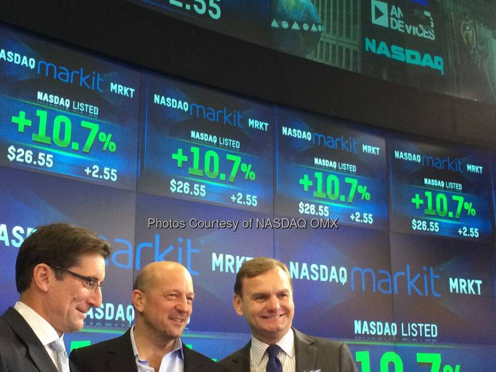 Markit is now trading on Nasdaq. Welcome to the Family $MRKT! Source: http://facebook.com/NASDAQ (19.06.2014) 