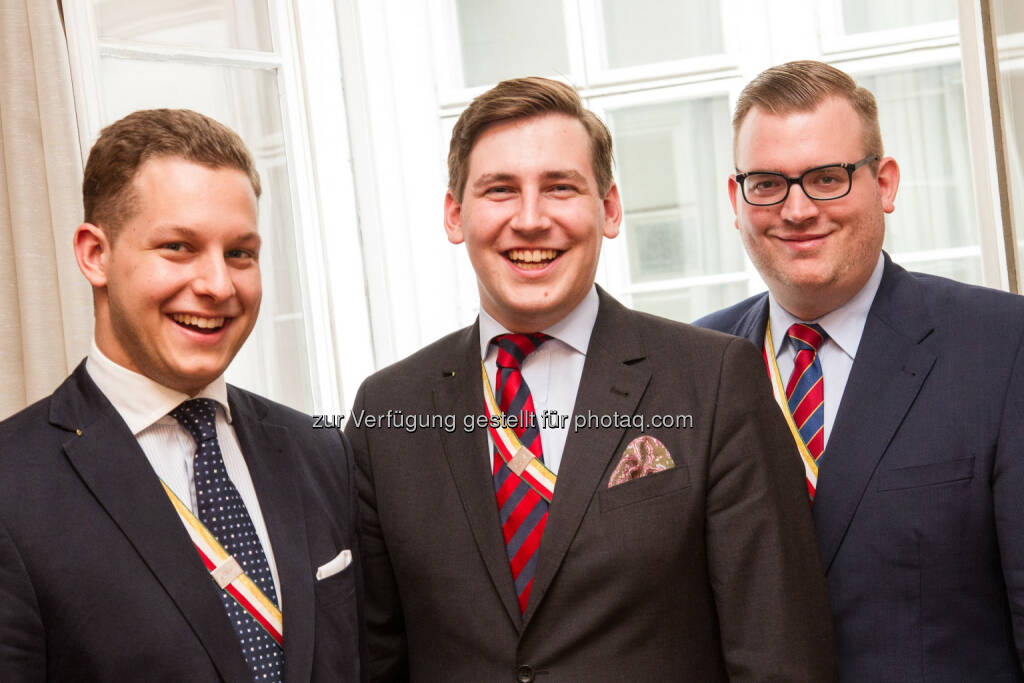 Österreichischer Cartellverband (ÖCV): Das neue Präsidium des ÖCV: Präsident Lorenz Stöckl, BA (mi.) mit den Vizepräsidenten Hans Georg Zeger (li.) und Matthias Möller (re.), © Aussender (01.07.2014) 