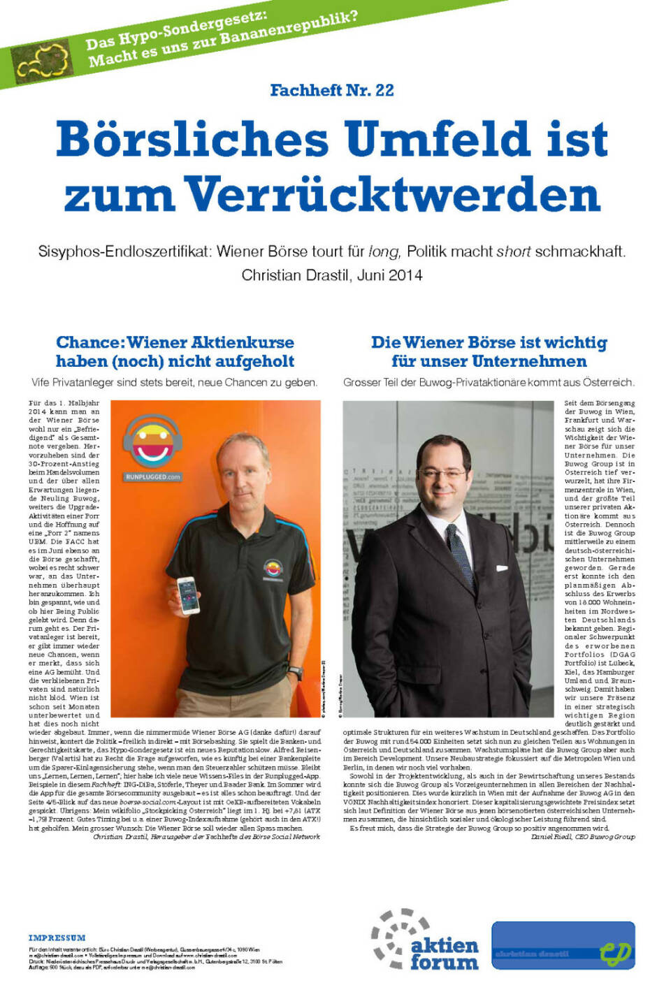 Seite 1: Co-Editorials Daniel Riedl (Buwog), Christian Drastil