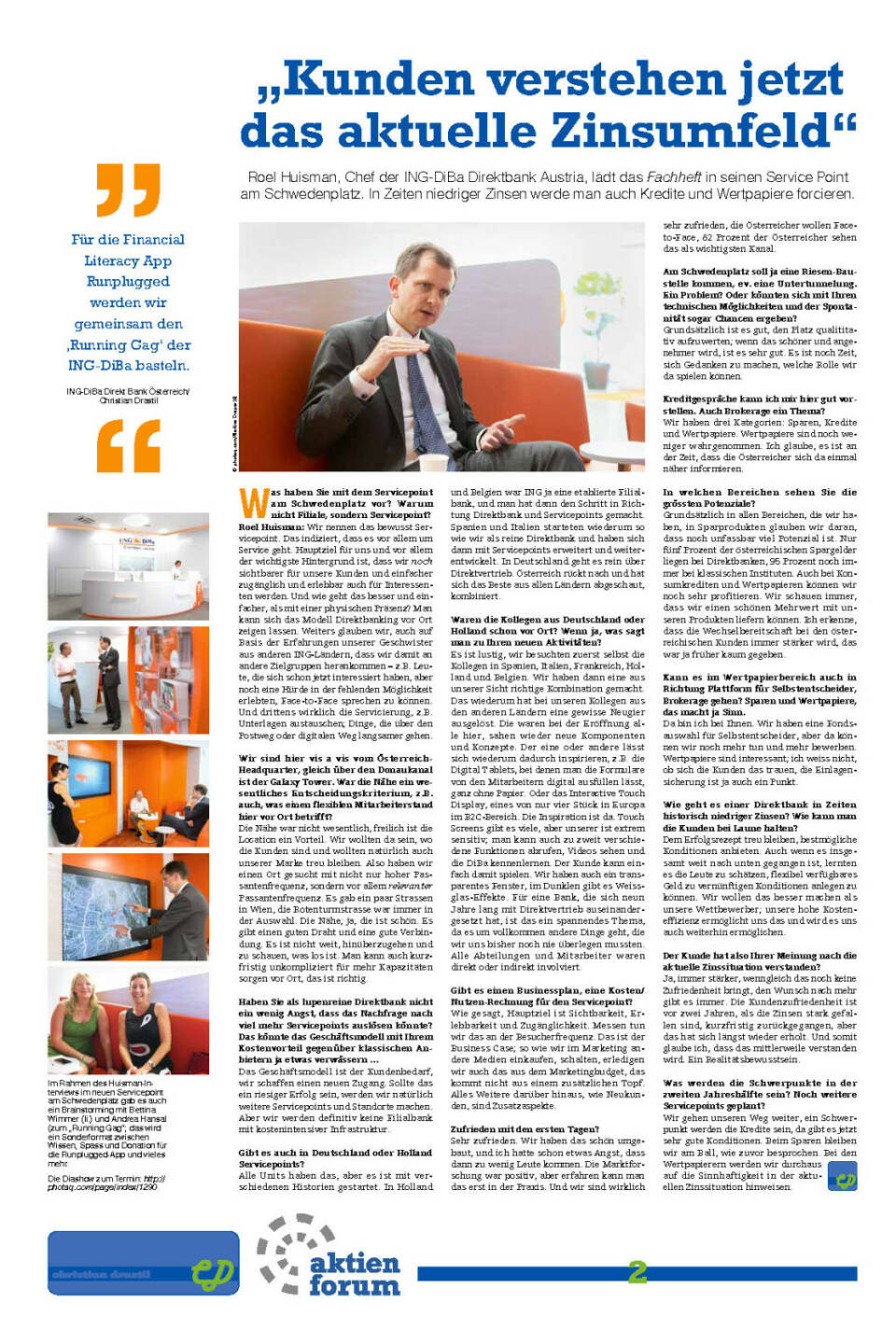 „Kunden verstehen jetzt das aktuelle Zinsumfeld“, ING-DiBa Direktbank Austria, Roel Huisman