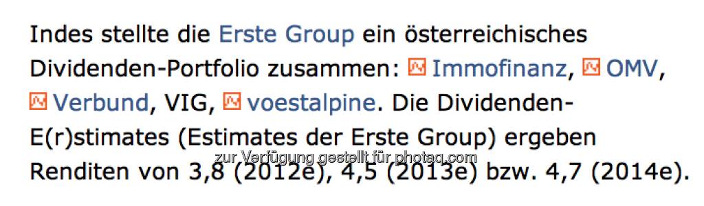 E(r)stimates ... für Estimates der Erste Group, lieb gemeint (Drastil) (07.01.2013) 