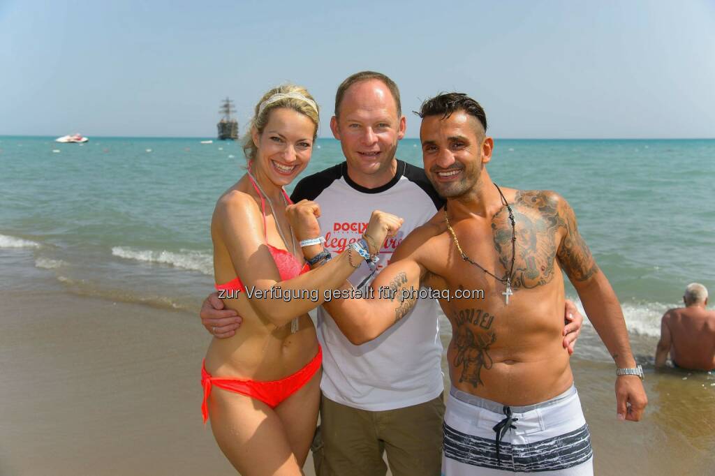 Prominenter Besuch auf der X-Jam 2014: Zweitfrau-Sängerin Diana Lueger, Alexander Knechtsbergers, und Thaiboxer Fadi Merza  (02.07.2014)