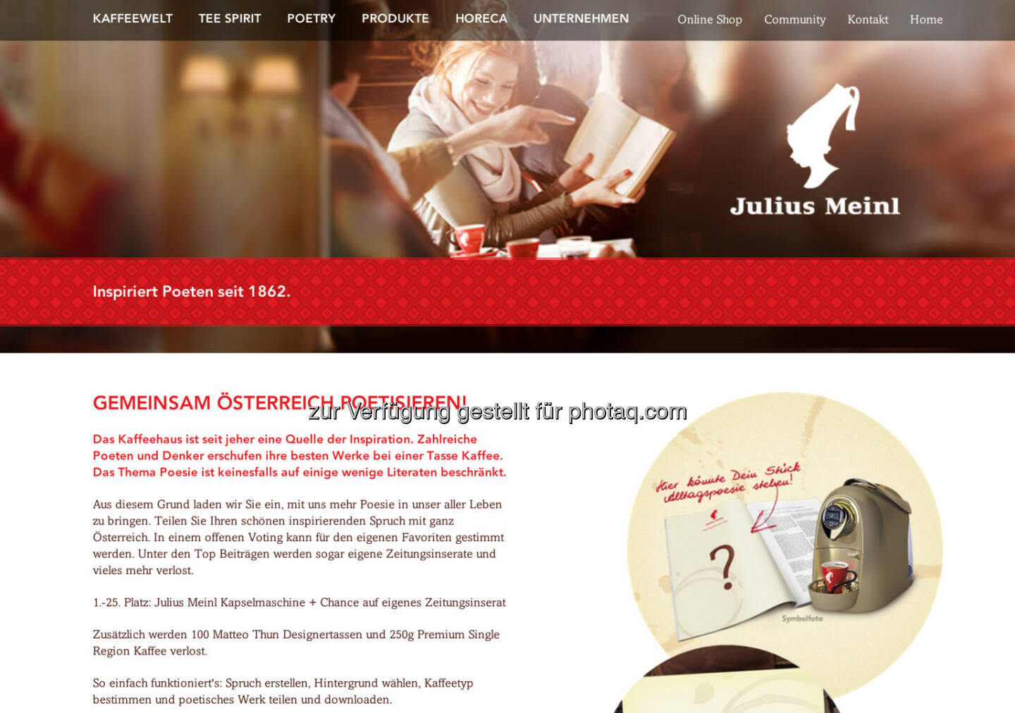 Julius Meinl inspiriert Poeten seit 1962 - http://www.meinlcoffee.com/de/at/meinl-stories/startpage-stories/gemeinsam-oesterreich-poetisieren.html