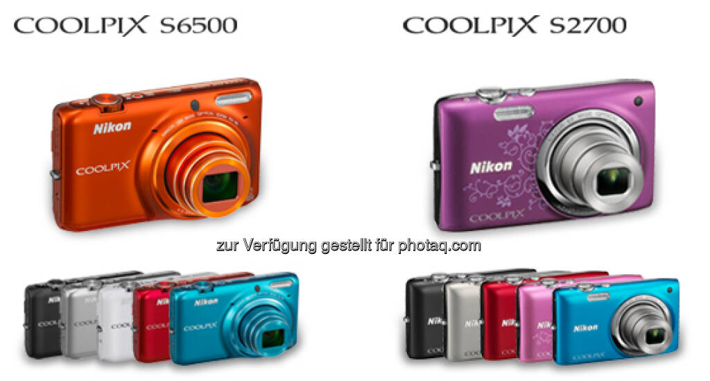 Coolpix-Kompaktkameras um zwei Modelle erweitert: S6500 (integrierte Wi-Fi-Funktion) und S2700 (09.01.2013) 