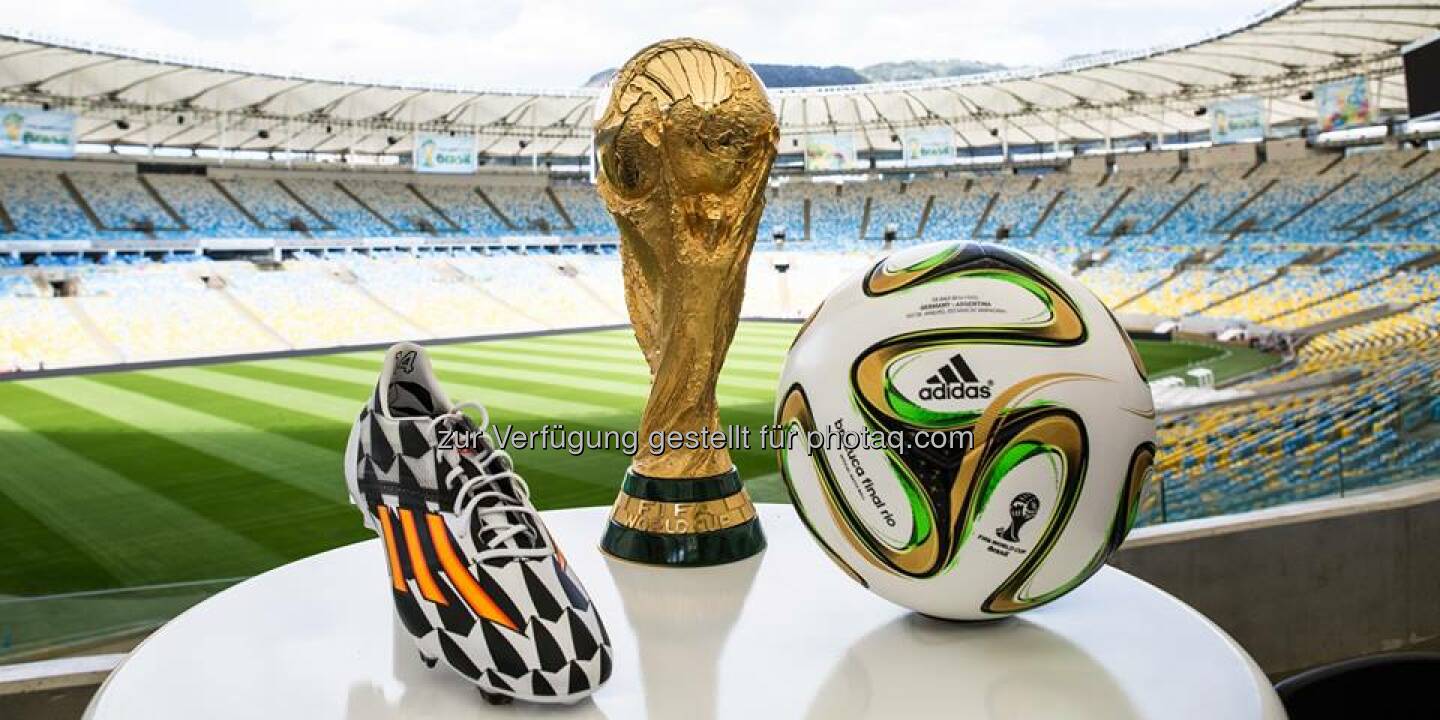 All the goals, all the tackles, all for this. A place in history. Forever or never, #allin or nothing. #WorldCupFinal, Pokal, Fussball, Schuh, Maracanã, Fussball WM 2014, Source: http://facebook.com/adidas