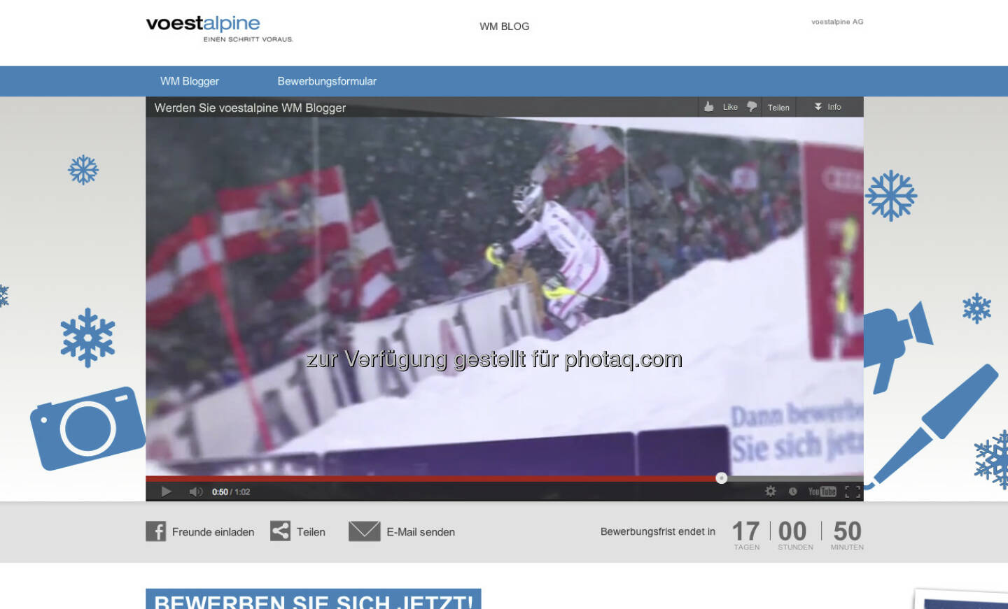 voestalpine und Eurosport suchen zwei skibegeisterte WM Blogger - wer will zwei Wochen lang direkt von der FIS Alpine Ski-WM 2013 Schladming official site berichten? http://bit.ly/VKJSRo