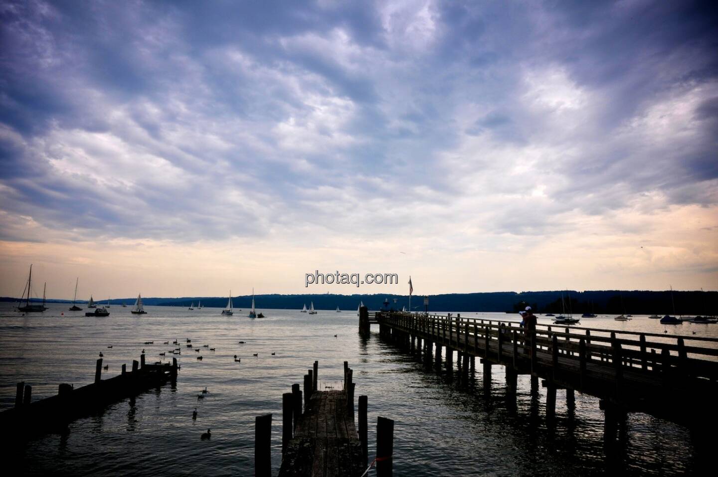 Steg, Wasser, Gewitter, Wolken, Horizont