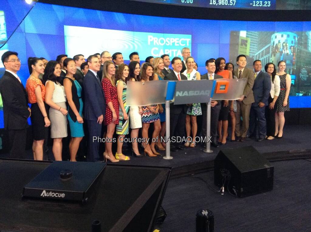 Prospect Capital celebrates its 10th listing anniversary by ringing the #NASDAQ Opening Bell! $PSEC  Source: http://facebook.com/NASDAQ (28.07.2014) 