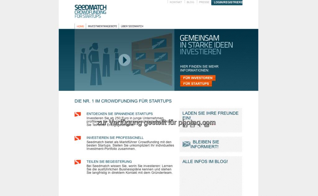 http://www.seedmatch.de/ - Präsenter ist kein Crowdfunder im deutschsprachigen Raum, siehe zB http://www.christian-drastil.com/2012/02/23/sugarshape-raist-via-seedmatch-auf-die-schnelle-mal-100-000-euro/ (14.01.2013) 
