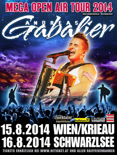 Leutgeb Entertainment Group GmbH: Andreas Gabalier kommt am 15.08.2014 in die Wiener Krieau und am 16.08.2014 nach Graz an den Schwarzlsee
, © Aussender (07.08.2014) 