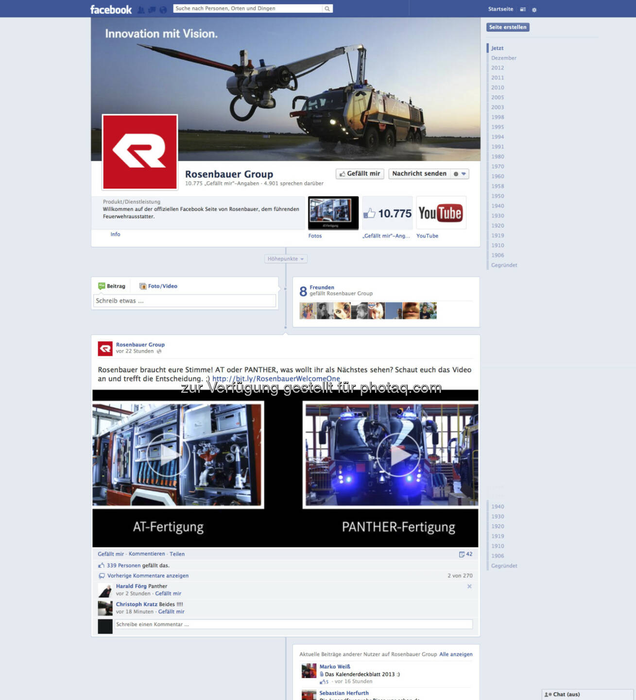 Rosenbauer bietet der Feuerwehr-Community eine Bühne in Facebook & Co http://www.facebook.com/RosenbauerGroup , created by Ambuzzador (c) Aussendung