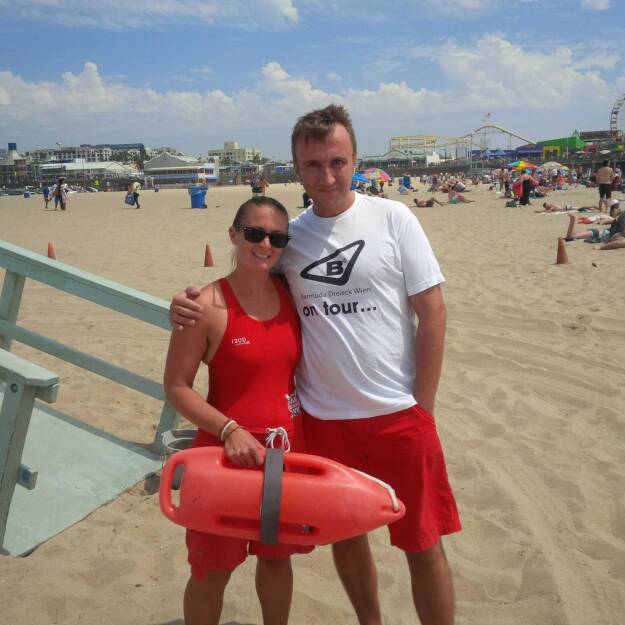 Herbert Hasselhoff Gmoser meets Santa Monica Lifeguard , © diverse Handypics mit freundlicher Genehmigung von photaq.com-Freunden (20.08.2014) 