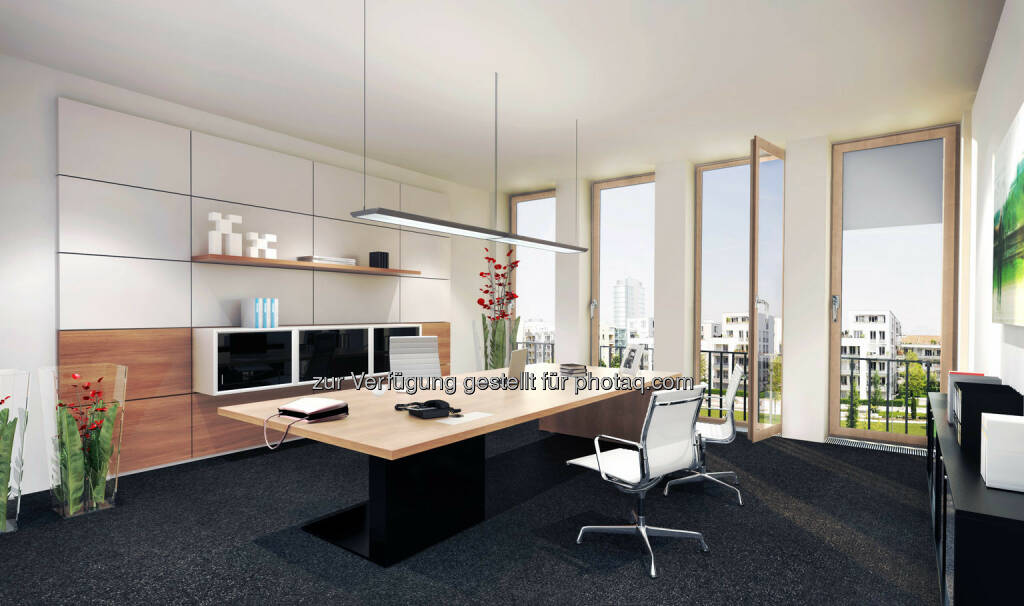 Arnulfpark München: Bürogebäude Kontorhaus, Chefbüro (Visualisierung) (Bild: CA Immo) (21.08.2014) 
