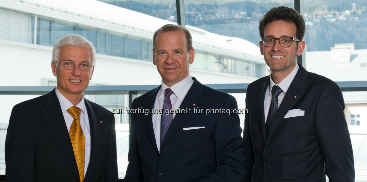 Der BTV Vorstand Matthias Moncher, Peter Gaugg und Gerhard Burtscher (v. l.) freuen sich über das solide Halbjahresergebnis. Bank für Tirol und Vorarlberg Aktiengesellschaft: Bank für Tirol und Vorarlberg AG / BTV schafft Sicherheit dank Wachstum (c) BTC