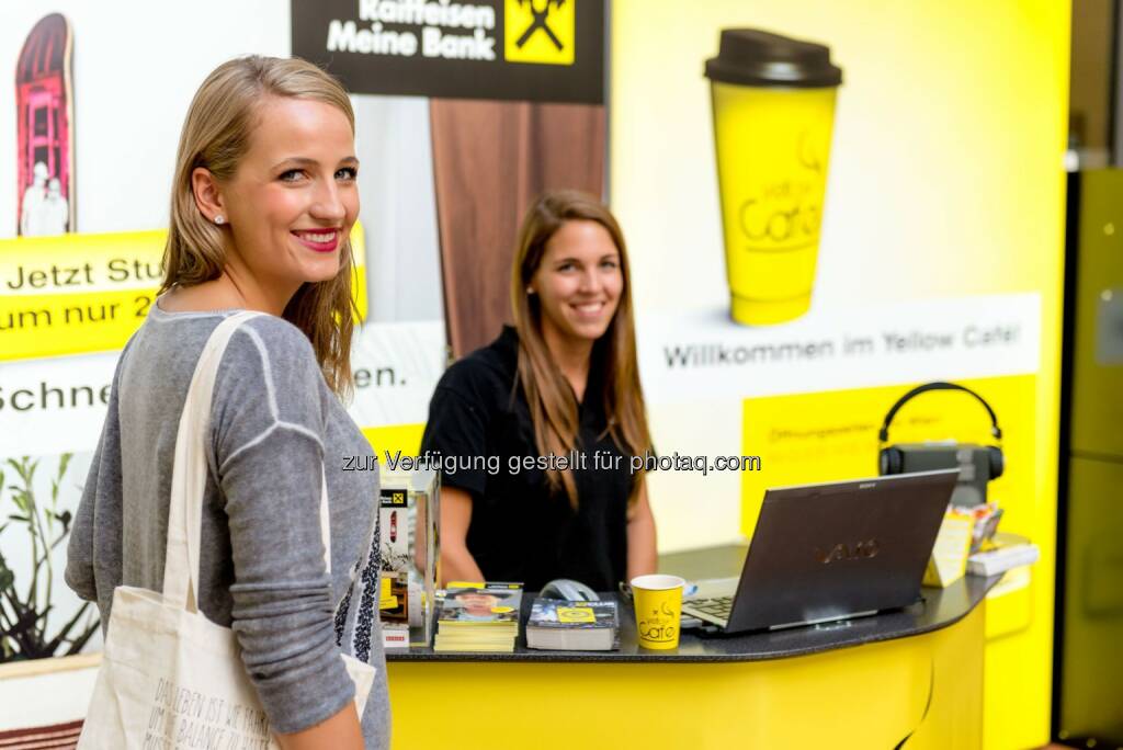 Raiffeisenlandesbank NÖ-Wien AG: Kaffee, Kalender, Kommunikation - das Yellow Café auf der Universität Wien hat geöffnet, © Aussender (26.08.2014) 