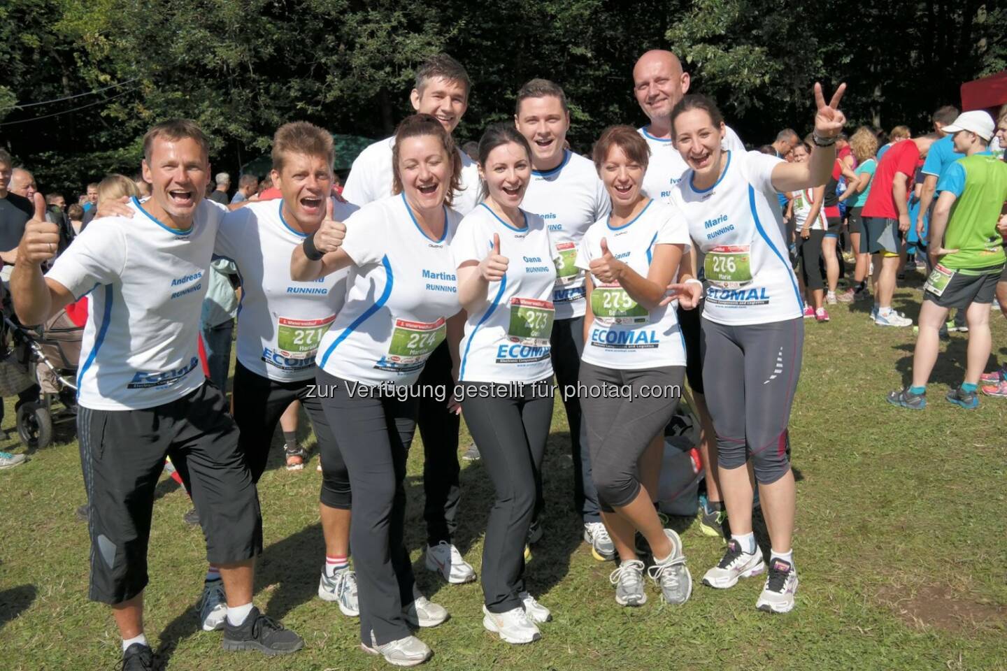 Ecomal beim Wienerwaldlauf 2014: Andreas Schweighofer (zugleich Veranstalter Wienerwaldlauf), Harald Stockinger, Martina Kutil, Alexander Dziadur, Oana Gabriel-Traistaru, Denis Joksimovic, Bojana Pichler, Ivo Rolek, Marie Jorouskova