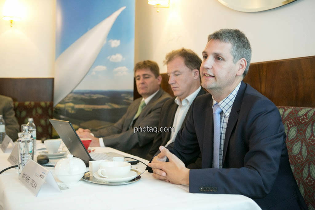 Frank Dumeier (Vorstand W.E.B Windenergie AG), Andreas Dangl (Vorstandsvorsitzender W.E.B Windenergie AG), Michael Trcka (Vorstand W.E.B Windenergie AG), © Martina Draper/photaq (02.09.2014) 