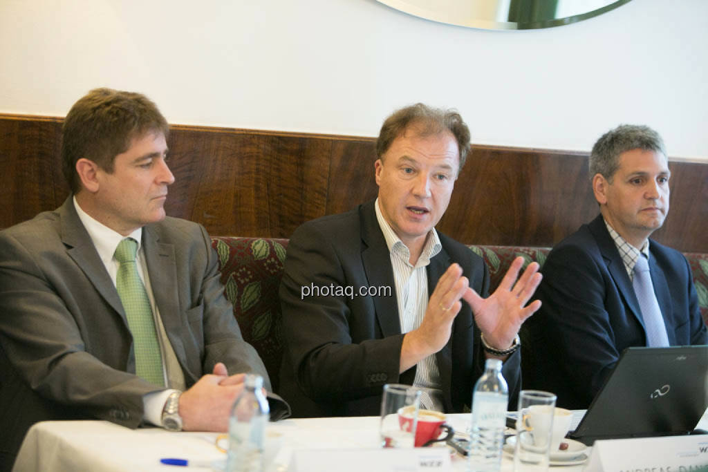 Frank Dumeier (Vorstand W.E.B Windenergie AG), Andreas Dangl (Vorstandsvorsitzender W.E.B Windenergie AG), Michael Trcka (Vorstand W.E.B Windenergie AG), © Martina Draper/photaq (02.09.2014) 