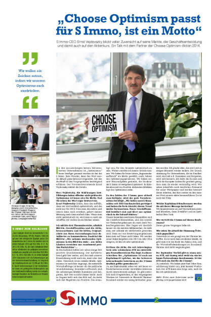 „Choose Optimism passt für S Immo, ist ein Motto“ (03.09.2014) 