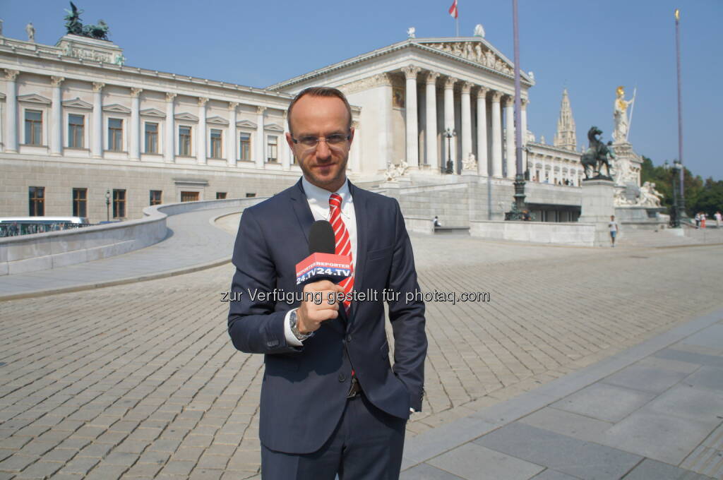 Jürgen Peindl, vor kurzem noch Nachrichten-Chefredakteur der ProSiebenSAT.1Puls4-Gruppe, präsentiert das von ihm gegründete neue Internet-Portal Reporter24.TV, das heute online geht.
, © Aussendung (09.09.2014) 