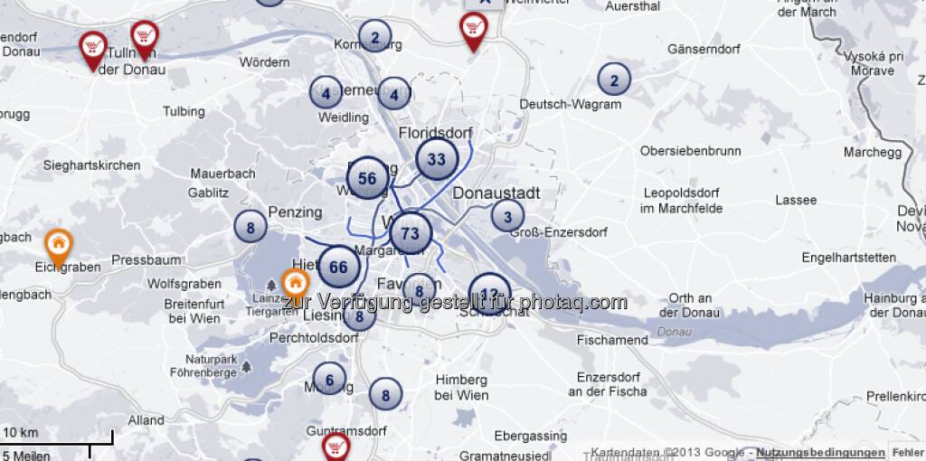 Die Wien-Übersicht unter http://properties.immofinanz.com/ (c) Immofinanz (23.01.2013) 