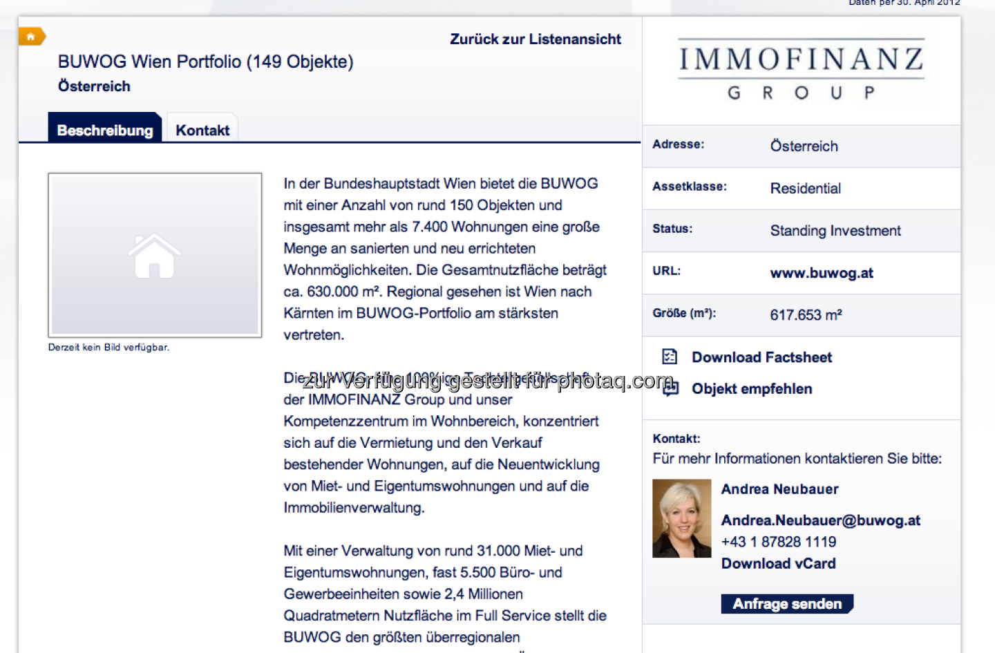 Das Buwog-Wien-Portfolio unter http://properties.immofinanz.com/ (c) Immofinanz