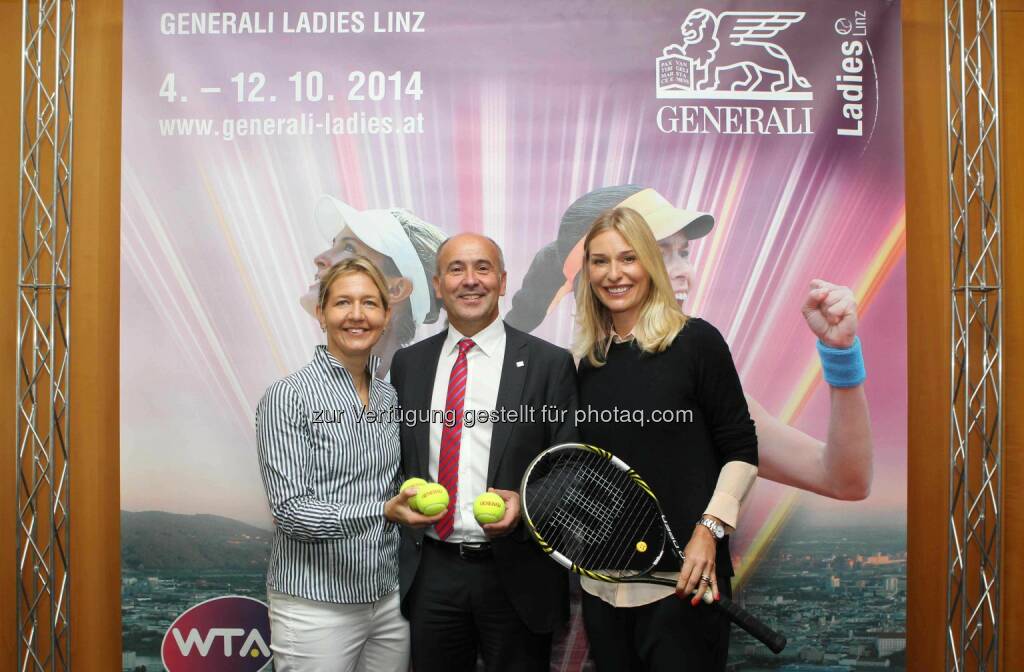 Turnier Direktorin Sandra Reichel (Generali Ladies Linz), Vorstand Arno Schuchter (Generali Versicherung AG) and Turnier Botschafterin Barbara Schett (Generali Ladies Linz): Pressekonferenz Generali Ladies Linz, Photo: Gepa pictures/ Philipp Brem, © Aussendung (16.09.2014) 