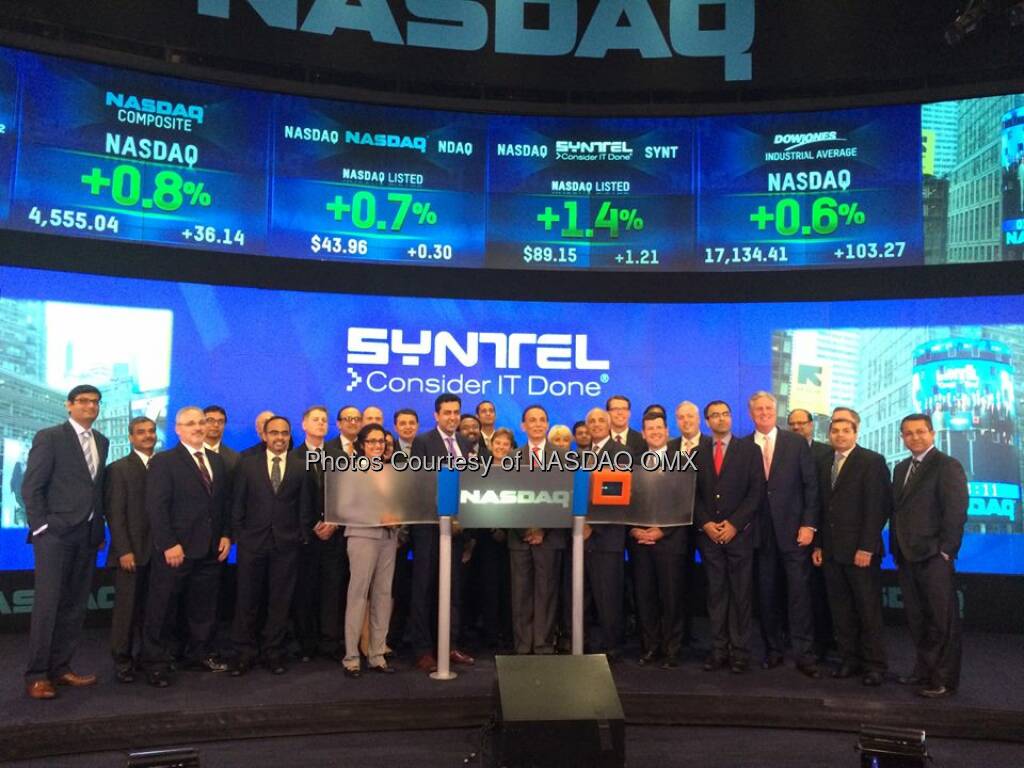 Syntel, Inc. rings the #NASDAQ Closing Bell! $SYNT #dreamBIG @SYNTEL @nasdaqmccooey  Source: http://facebook.com/NASDAQ (17.09.2014) 