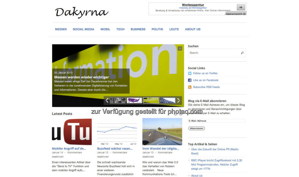 http://www.dakyrna.at/ - Da Kyrna ist Der Kürner, also voestalpine-Sprecher Gerhard Kürner, der hier einen genialen Blog und Aggregator zum Wandel der (Medien)Welt aufgrund der Digitalisierung liefert ... (25.01.2013) 