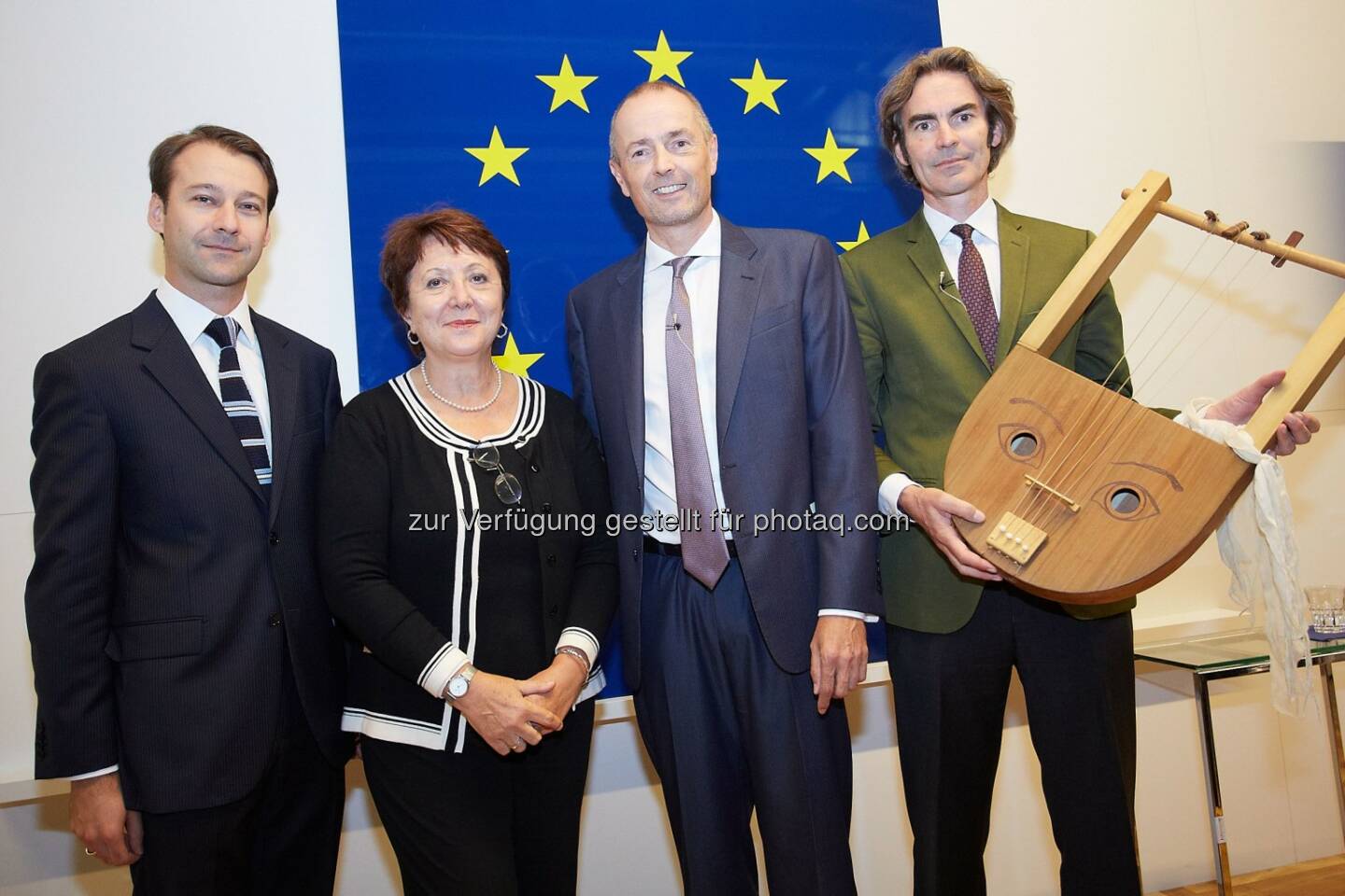 Georg Plattner (Kunsthistorisches Museum), Clara Bencivenga, Co-Moderatorin, Achim Braun, Moderation und Georg Danek (Uni Wien): Vertretung der EU-Kommission in Österreich: Die Sprache Europas ist die Übersetzung