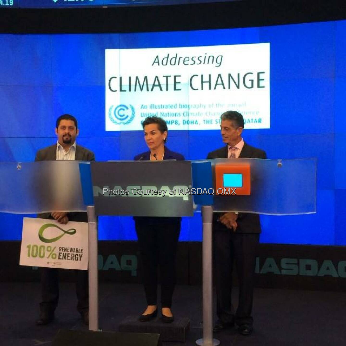 Christiana Figueres speaks about Climate Change before the #NASDAQ Opening Bell! @CFigueres @UNClimateBook #AddressClimateChange #climateweek  Source: http://facebook.com/NASDAQ