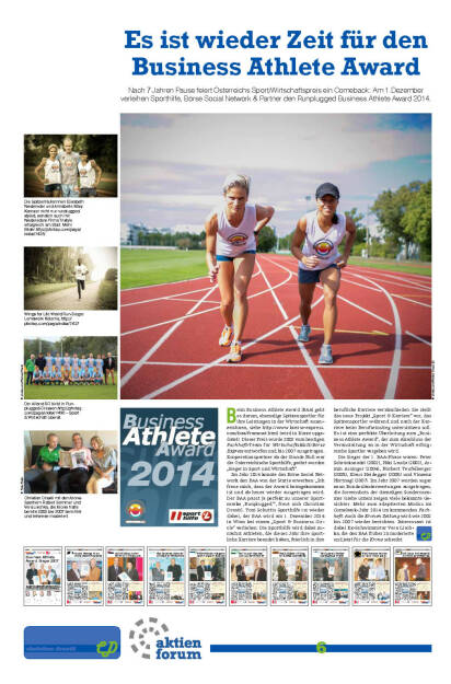 Es ist wieder Zeit für den Business Athlete Award (30.09.2014) 