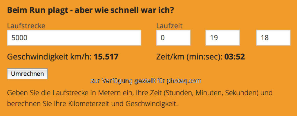 Speedrechner auf http://www.runplugged.com , Pace 3:52 (30.09.2014) 