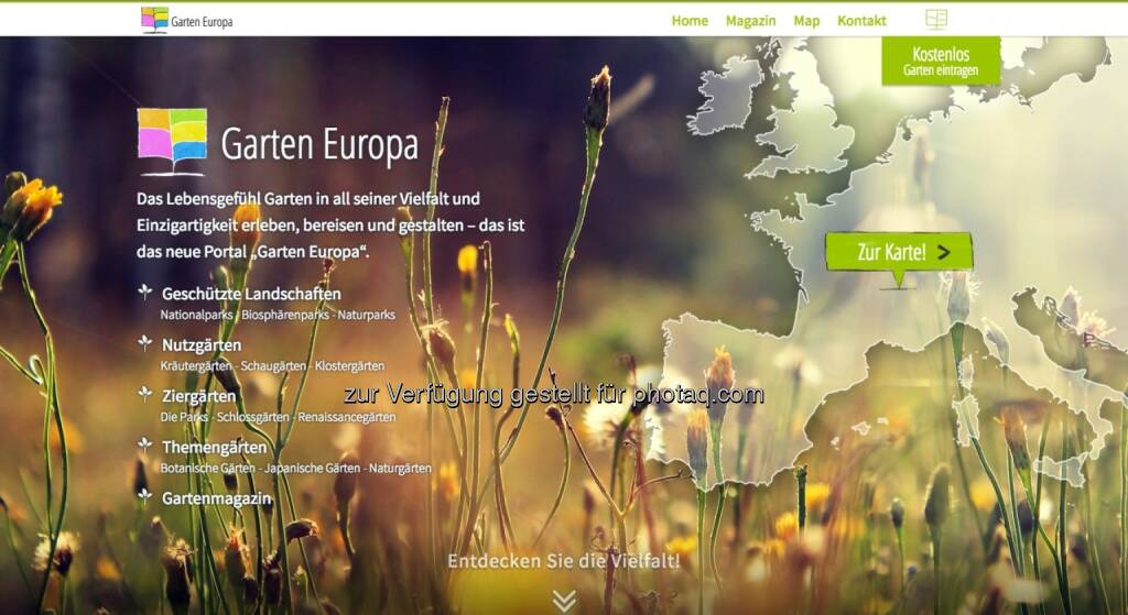 Garten Europa: 30.000 Gärten - ein Portal: Garten Europa, © Aussender (01.10.2014) 
