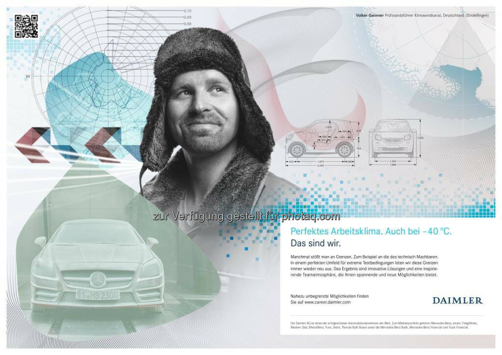 „Das sind wir“: Daimler startet neue Arbeitgeberkampagne: Volker Gwinner, Prüfstandsführer aus Sindelfingen, ist einer von über 20 Mitarbeitern aus unterschiedlichen Fachbereichen, die Daimler ein Gesicht nach außen geben., © Aussender (08.10.2014) 