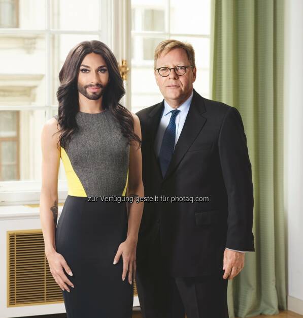 Conchita Wurst, Willibald Cernko, Vorstandsvorsitzender der Bank Austria, © Bank Austria (09.10.2014) 