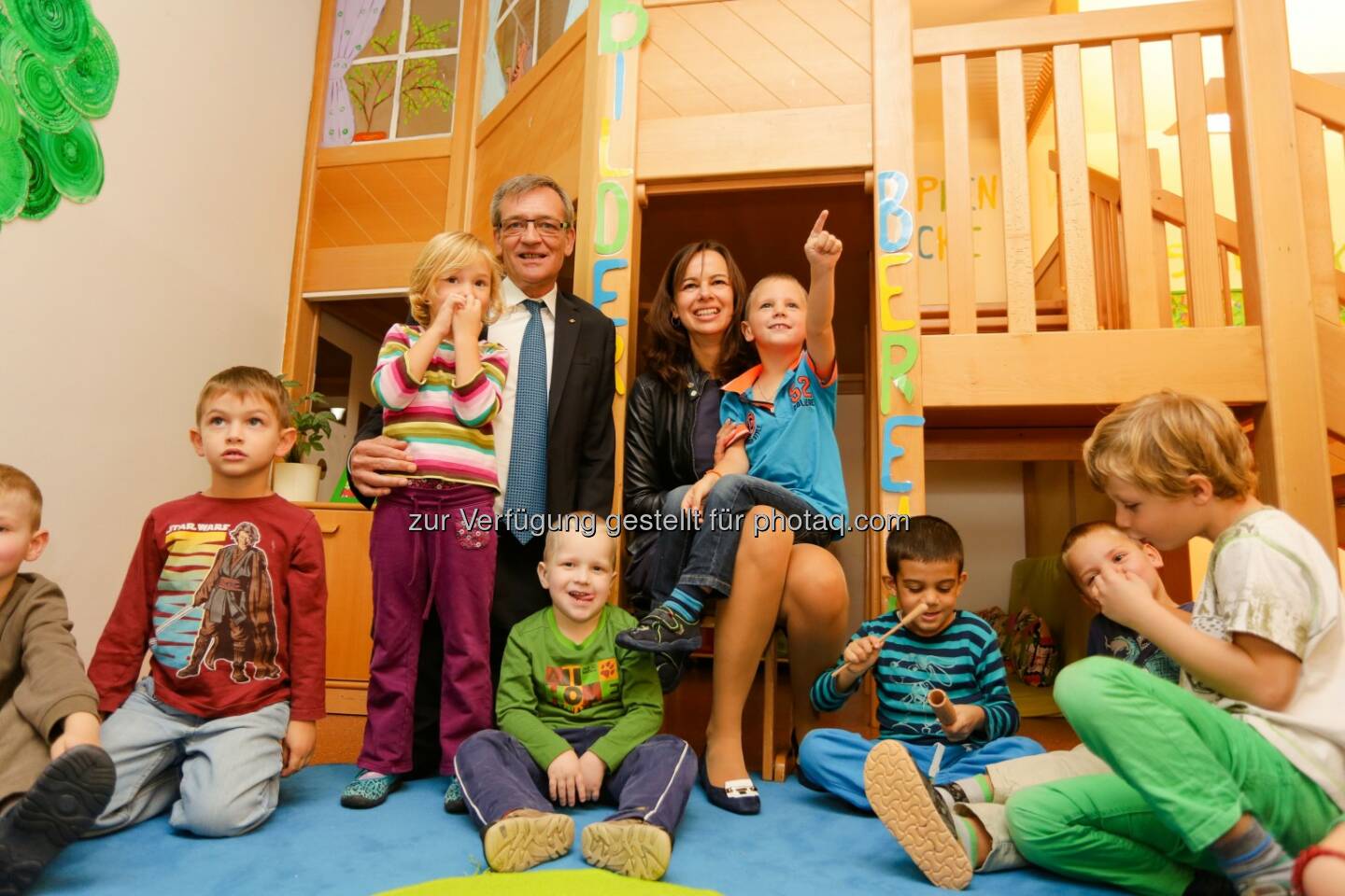 Familienministerin Sophie Karmasin und Robert Lasshofer, Generaldirektor Wiener Städtische, im Betriebskindergarten der Wiener Städtischen