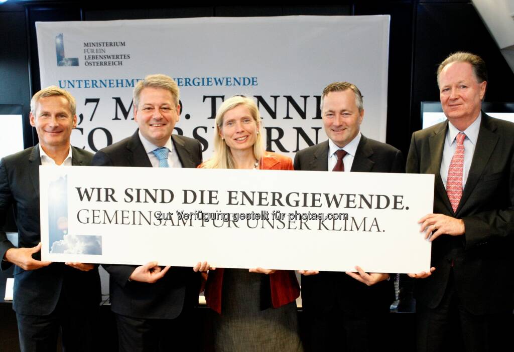 Alfred Hudler, Bundesminister Rupprechter, Tanja Dietrich-Hübner, Hannes Ametsreiter, Jaan Albrecht: Ministerium für ein lebenswertes Österreich: Bundesminister Rupprechter startet Unternehmen Energiewende, © Aussendung (13.10.2014) 