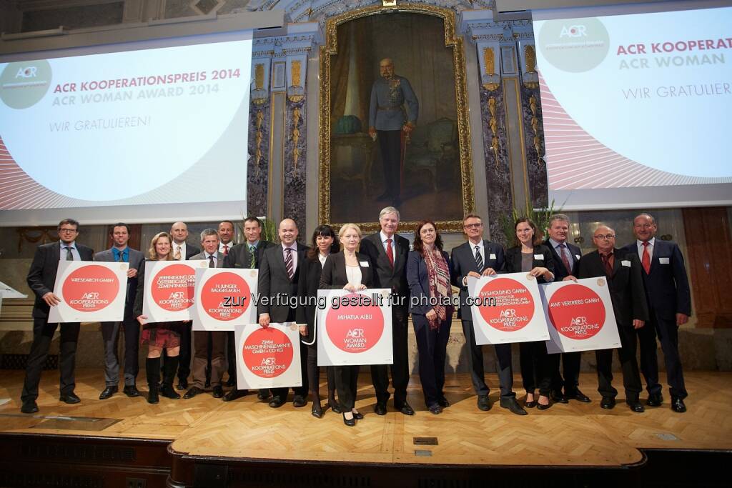 ACR Austrian Cooperative Research: ACR Kooperationspreis 2014: Leistungsschau der innovativen KMU, im Bild: Gewinnerinnen und Gewinner der ACR Preise 2014, © Aussendung (14.10.2014) 