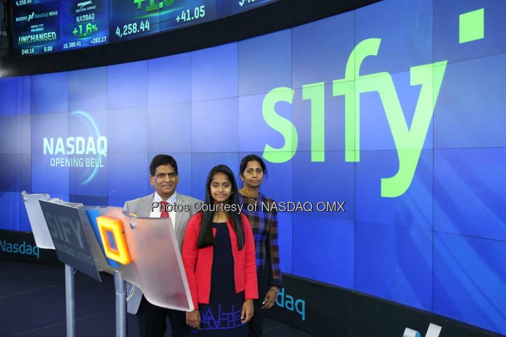 Sify rings the #NASDAQ Opening Bell!$SIFY  Source: http://facebook.com/NASDAQ (21.10.2014) 